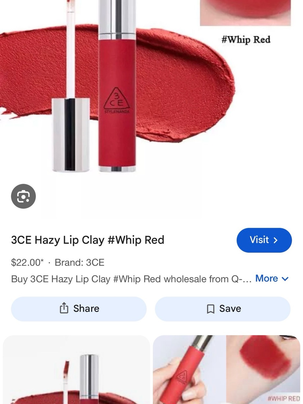 3CE Hazy Lip Clay Liquid Lipstick - Whip Red